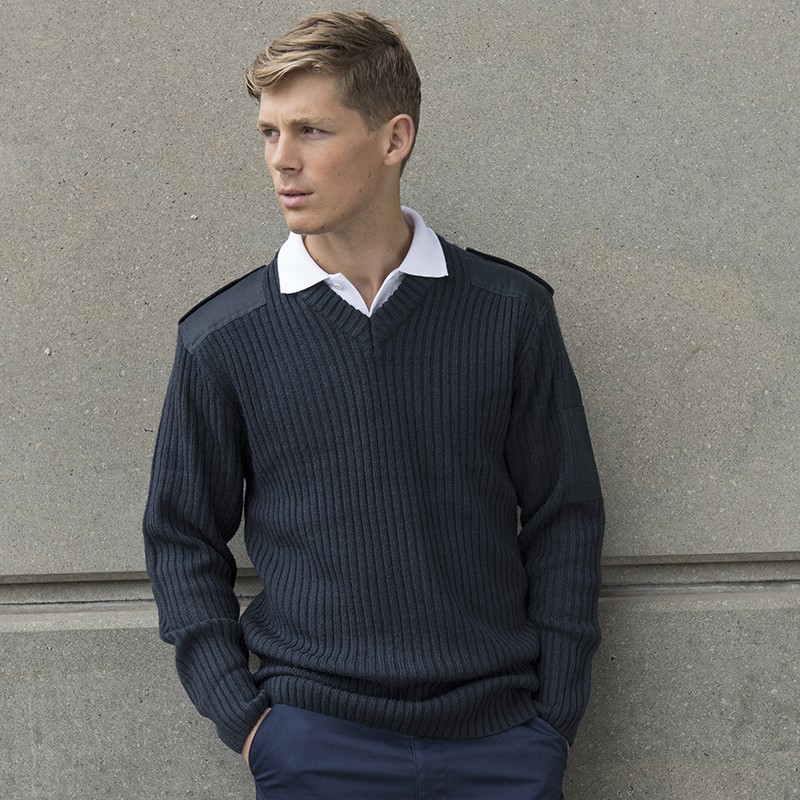 Ribbed RN Pullover with Epaulettes – S.M. Bass & Co